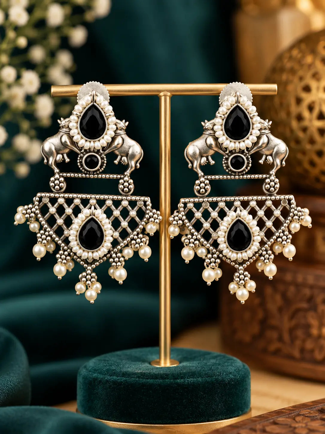Oxidised Silver Statement Earrings