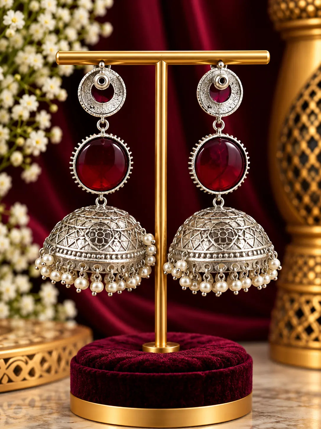 Oxidised Silver Jhumka Earrings