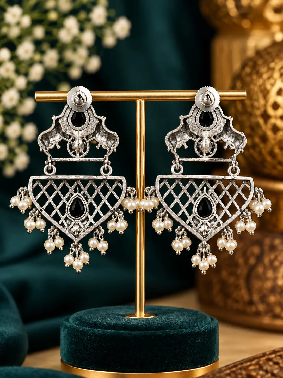 Oxidised Silver Statement Earrings