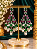 Stone Pearl Drop Statement Earrings