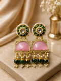 Royal Emerald & Blush Pearl Jhumkas
