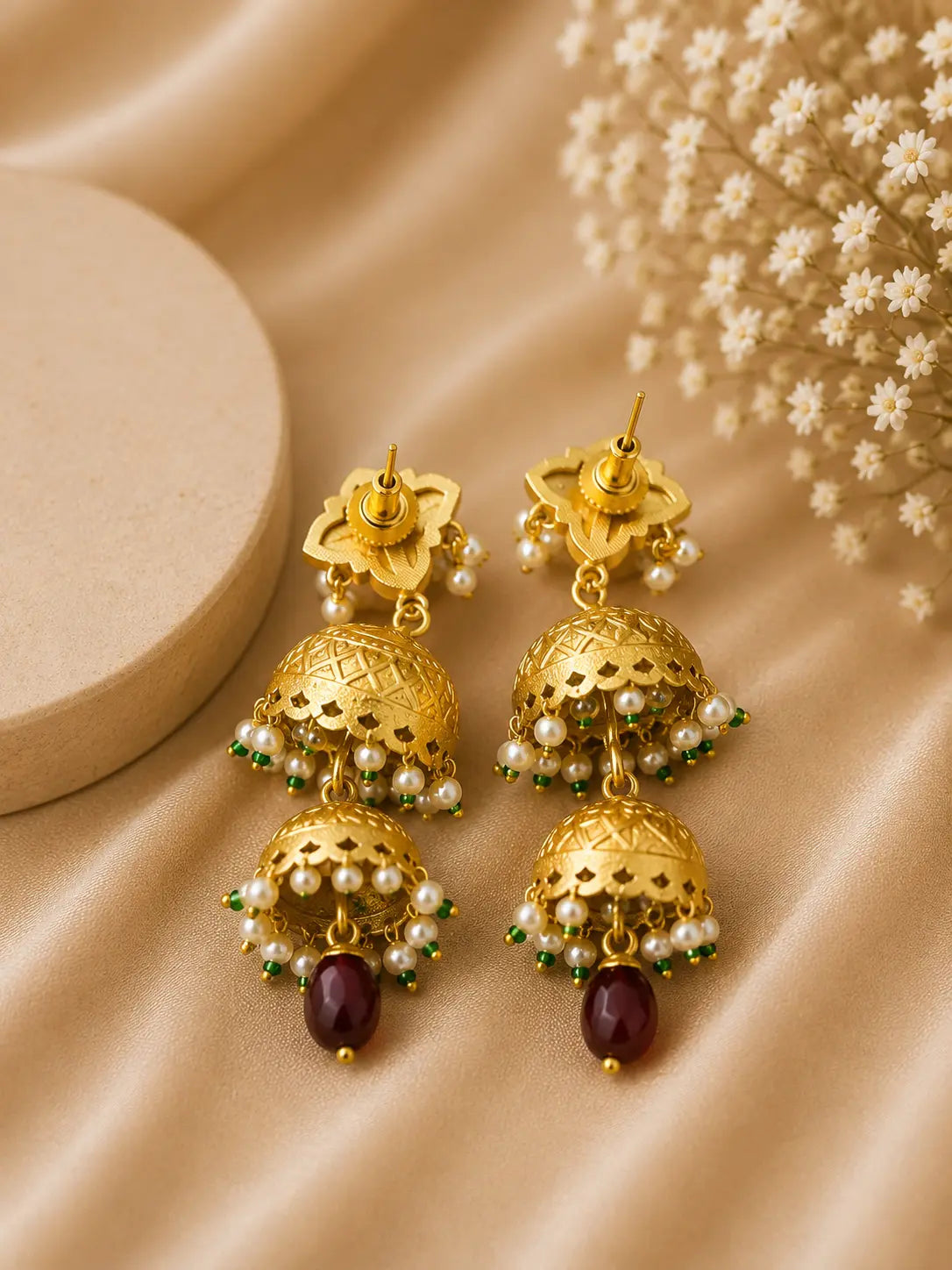 Traditional Floral Jhumka Earrings