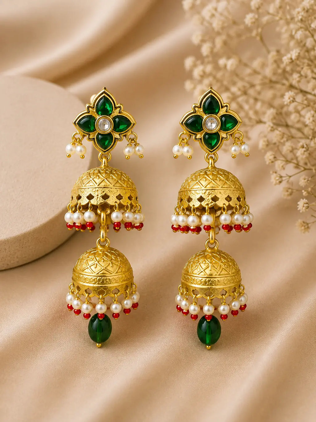 Traditional Floral Jhumka Earrings