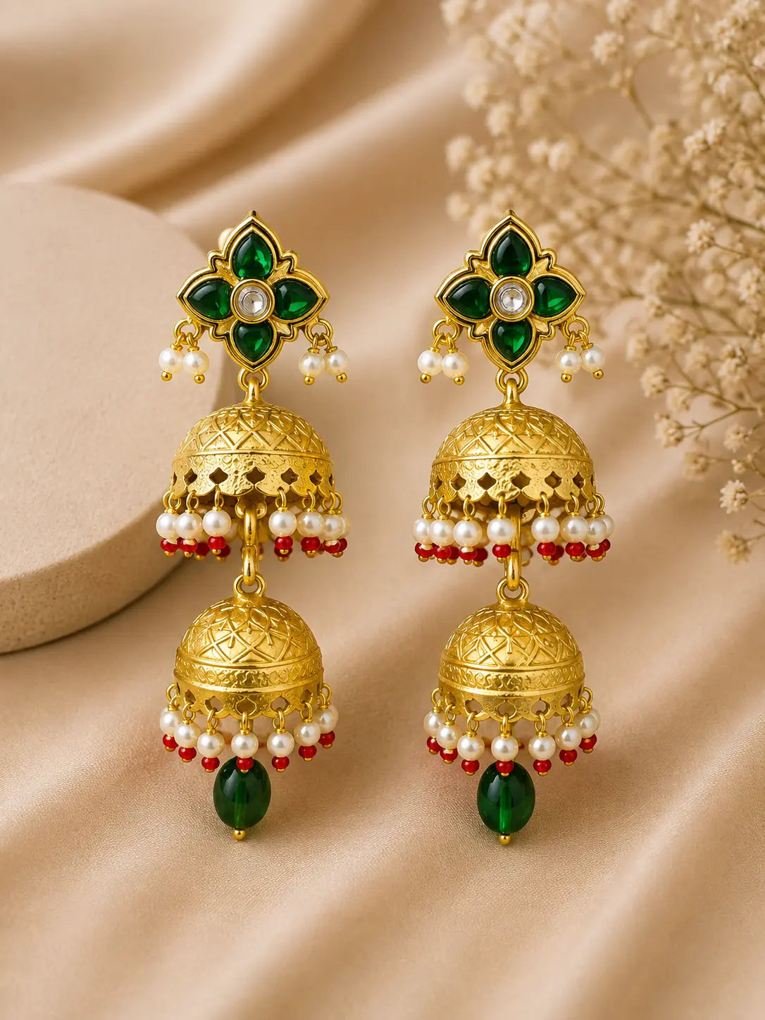 Traditional Floral Jhumka Earrings