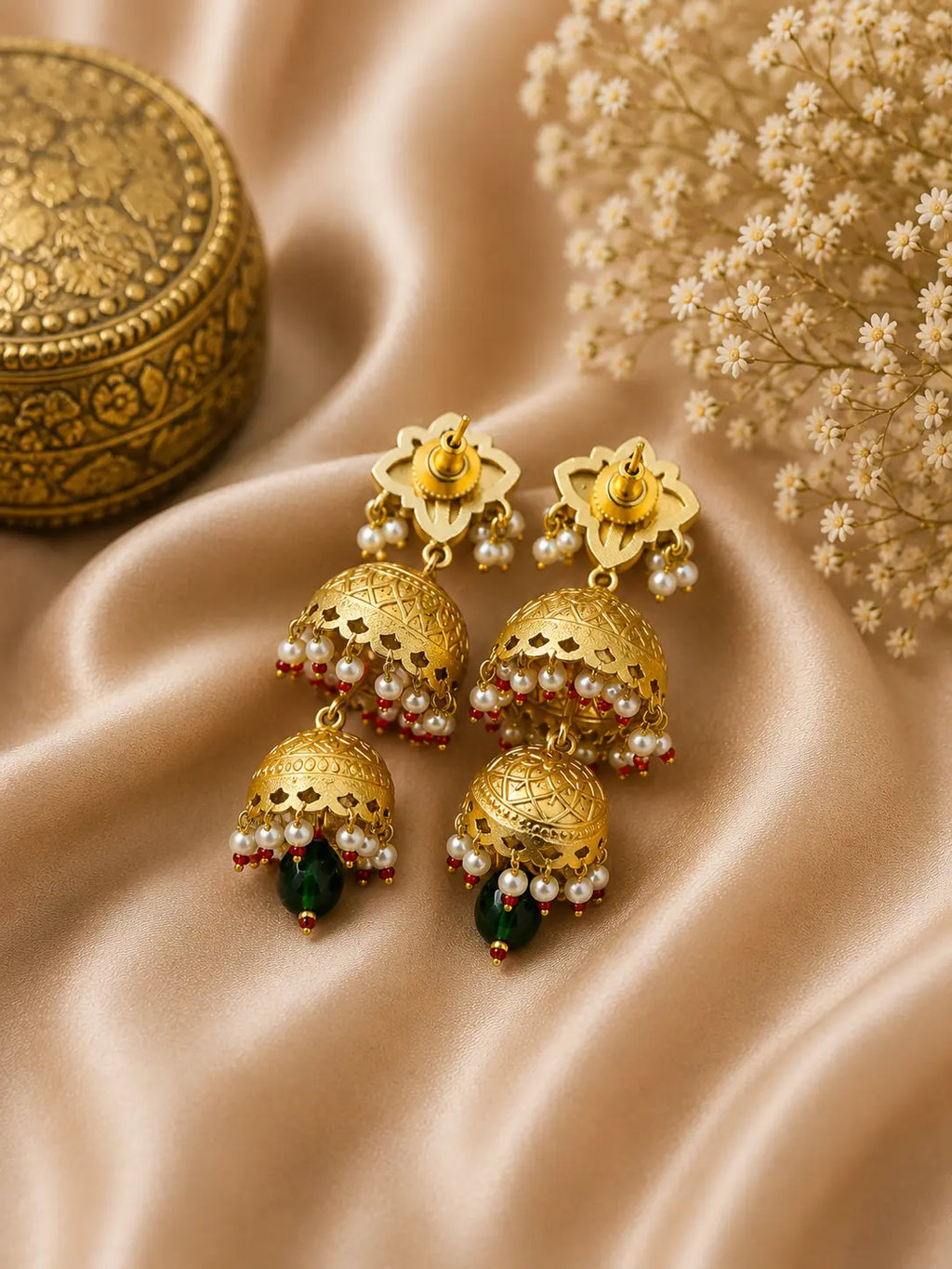 Traditional Floral Jhumka Earrings
