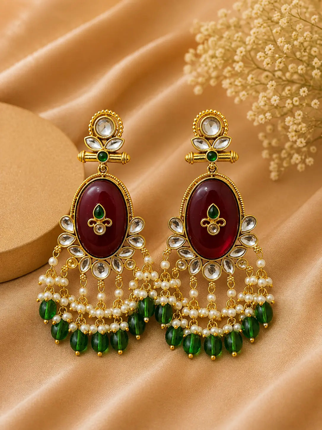 Traditional Kundan Pearl Chandbali Earrings