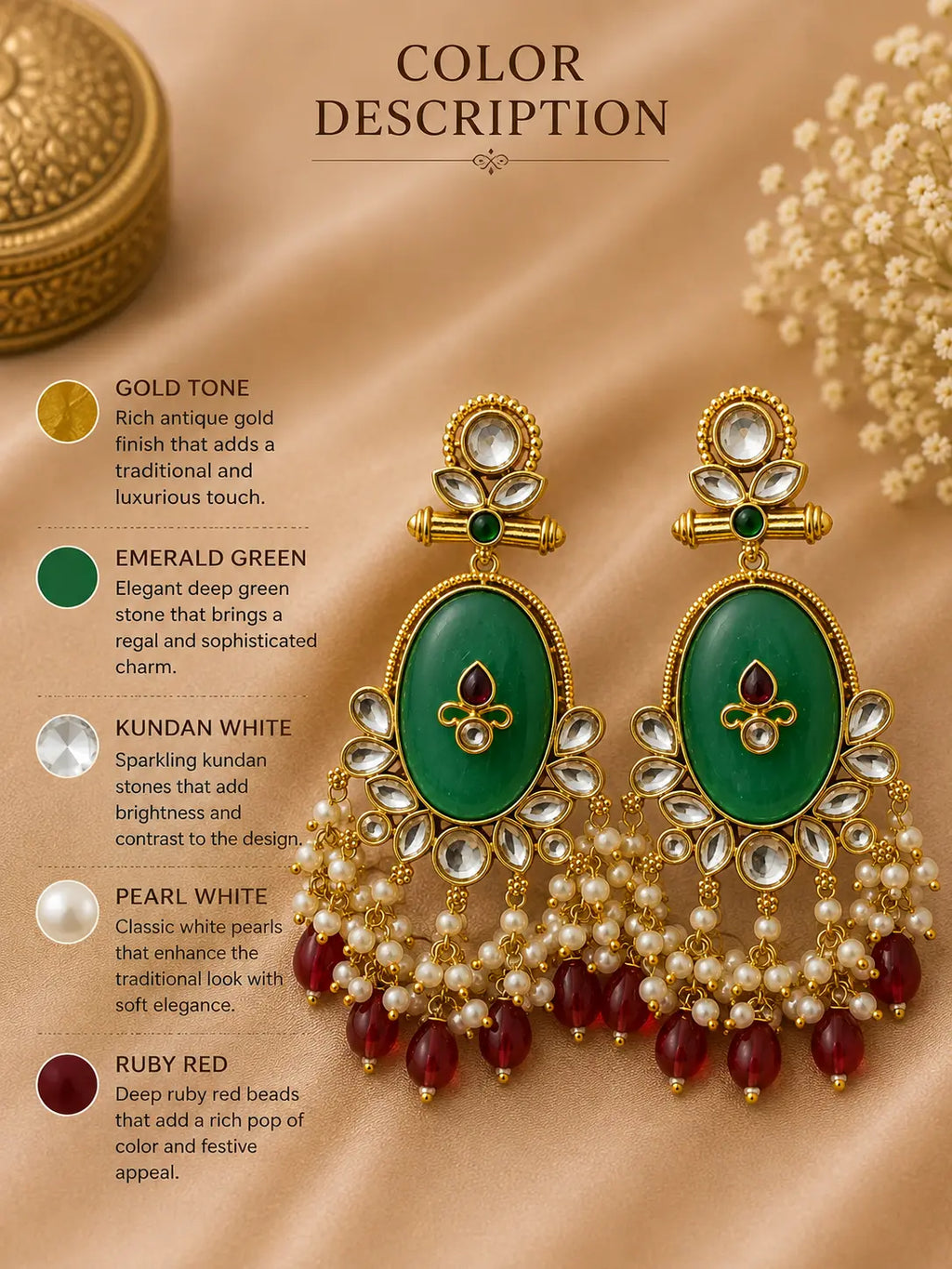 Traditional Kundan Pearl Chandbali Earrings