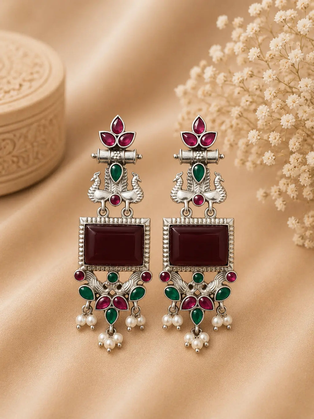 KUNDAN PEARL STATEMENT EARRINGS