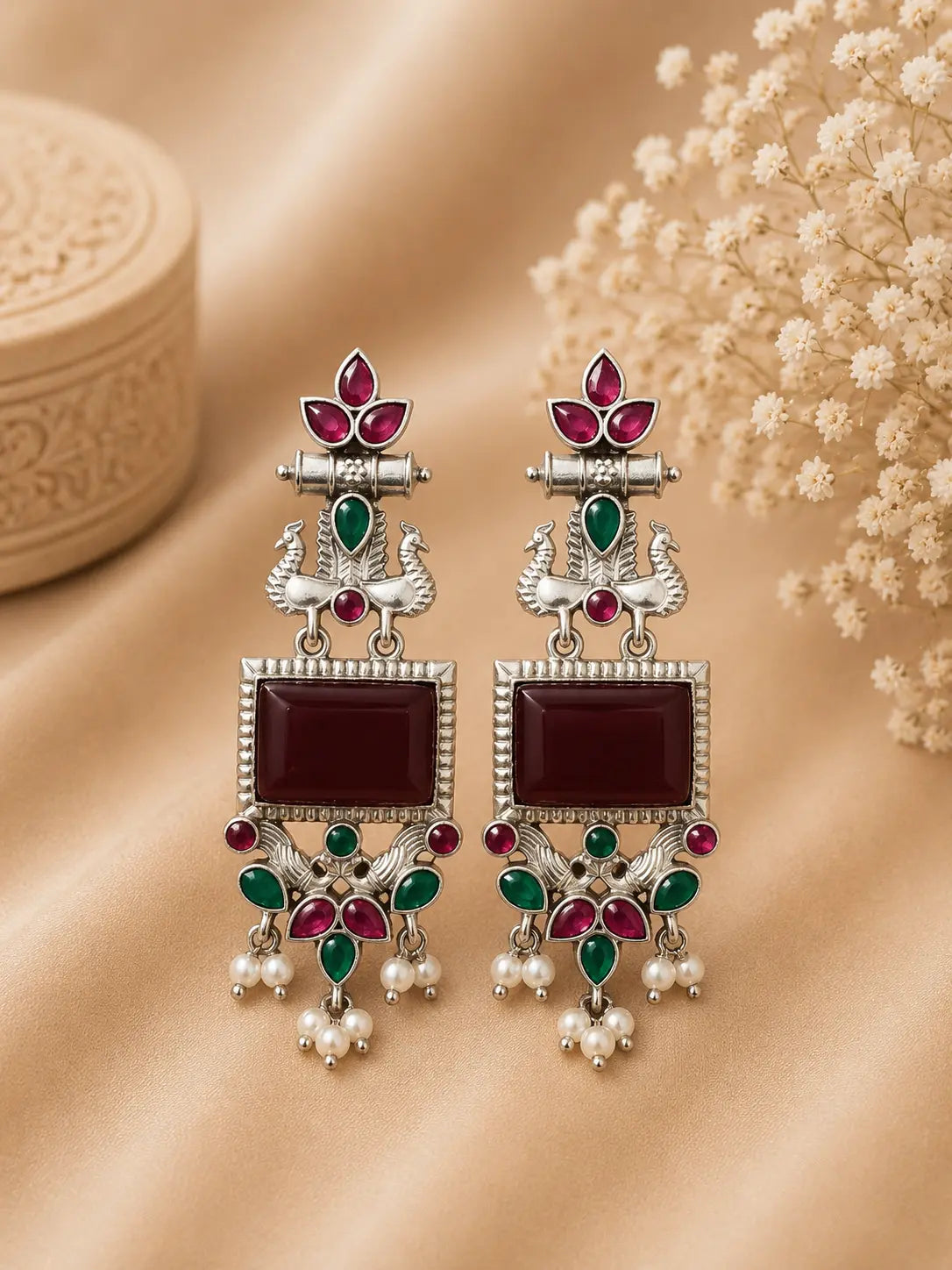 KUNDAN PEARL STATEMENT EARRINGS