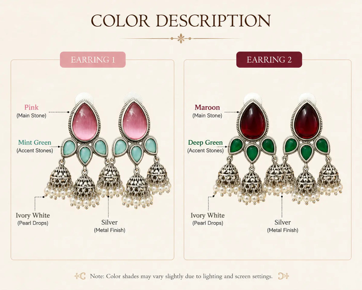 Dual-Tone Stone Jhumka Earrings