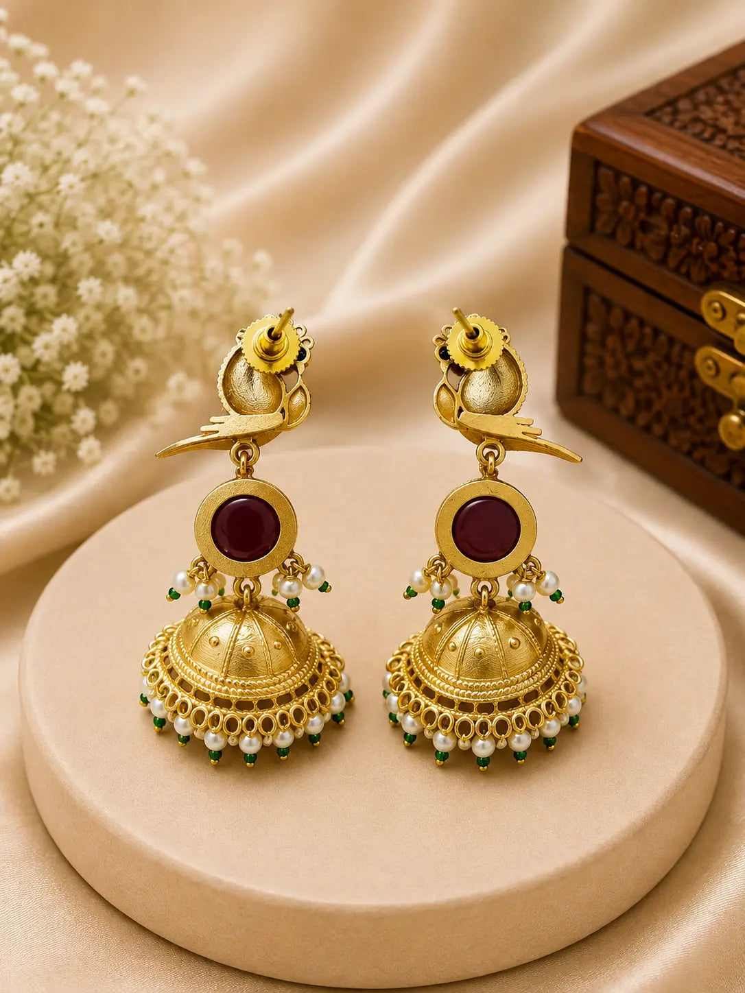 Traditional Gold Peacock Jhumkas