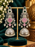 Pearl Oxidised Jhumka Earrings